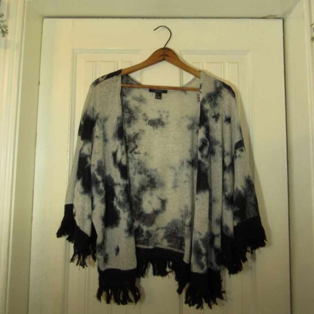 Fringe Black and Blue Kimono